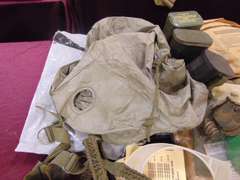 Group of Gas mask parts, mask, protective hoods & other SEE PICS