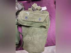 5 empy gas mask bags (some have contents, no masks) -- US, Polish, Korean, Swiss & other
