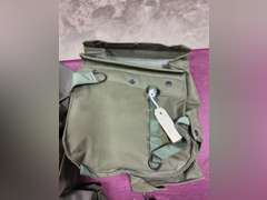 5 empy gas mask bags (some have contents, no masks) -- US, Polish, Korean, Swiss & other