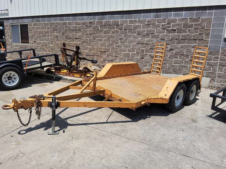 1986 JFW skid loader T.A. trailer with fold ramps, 3500lb axles, 700 GVW, pintel hitch, approx 74" x 11ft, Vin#: 10248 -- Trailer #503  (HAS TITLE)