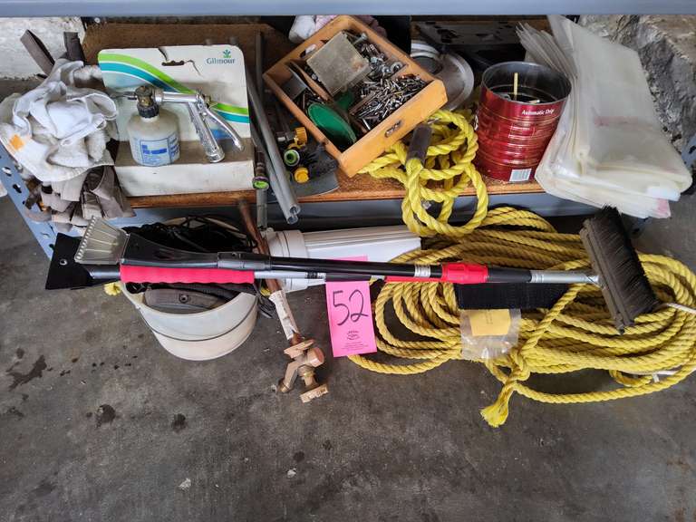 Group misc: rope, ice scrapers, hardware, & other SEE PICS