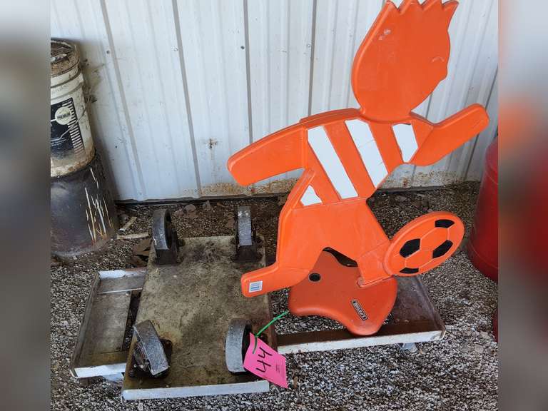 2 metal dollies & a kids playing sign