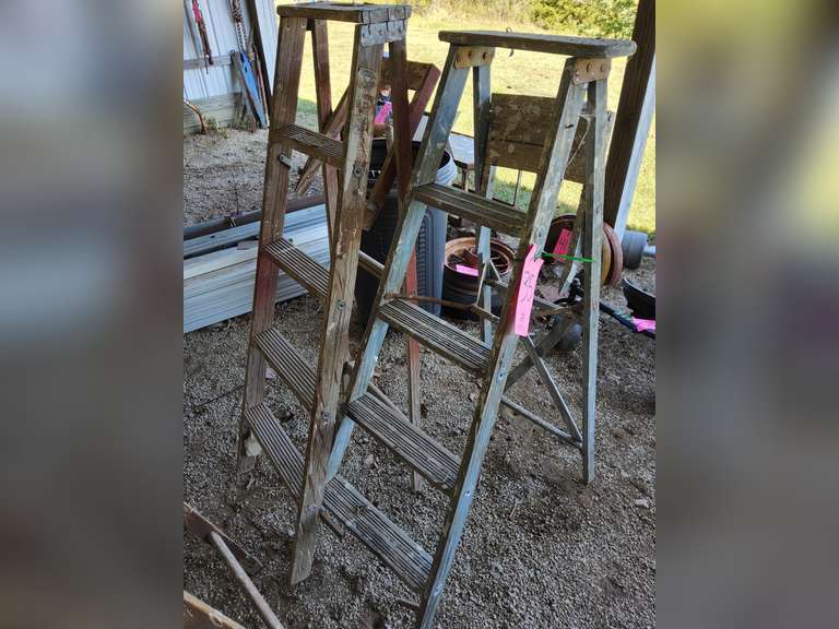 2 wood ladders