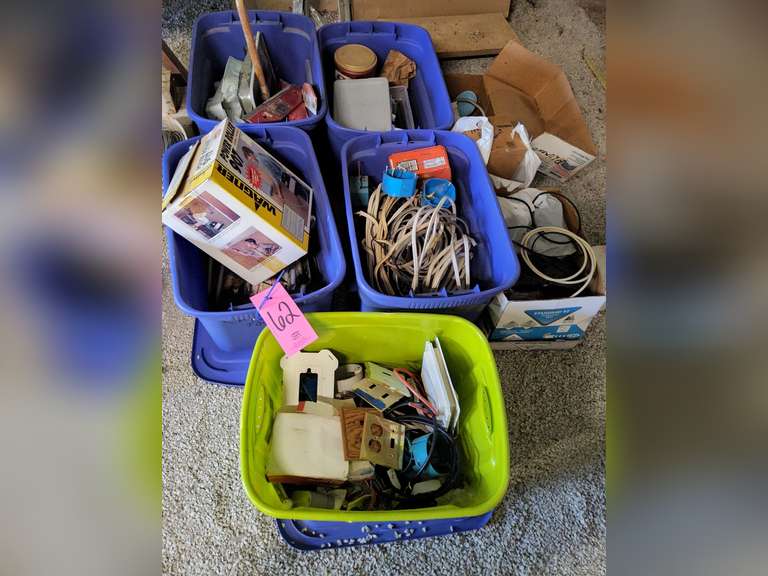 Group of totes with misc contents SEE PICS