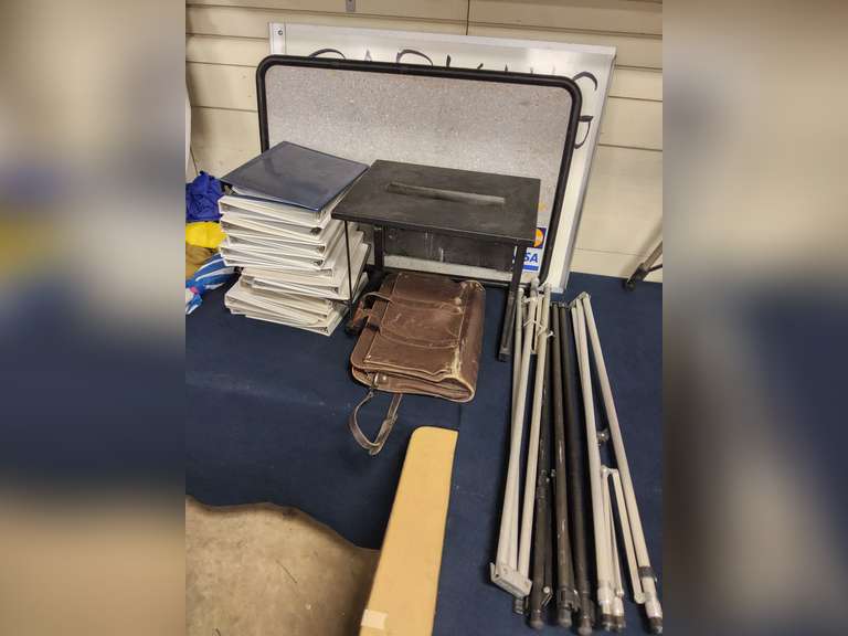 GRoup of binders, white board & other