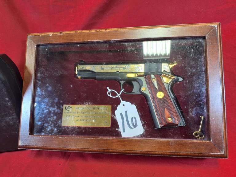 Colt Mod: 1911, 45 ACP pistol, Ser#: 2845849 , 5" brl, commemorative ranger spirit tribute #62 of 300 with COA, display box, & hard case, 99%