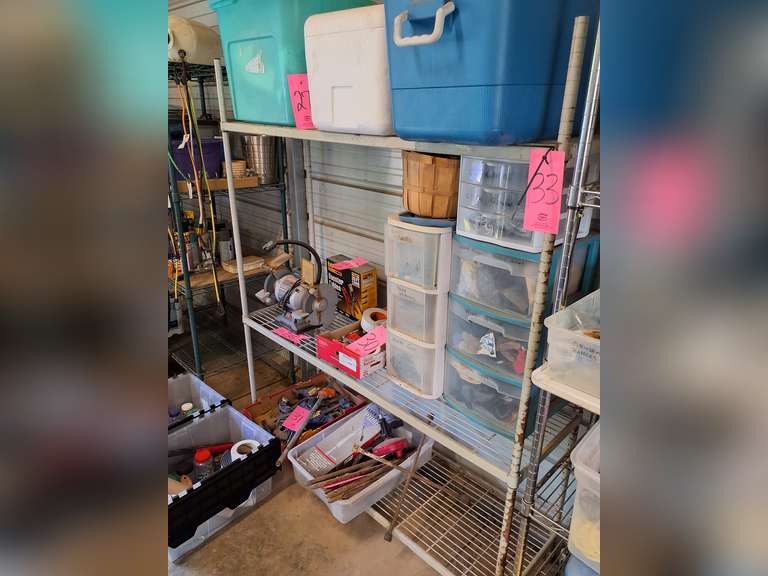Metal shelf (NO contents, SHELF ONLY) approx 60" x 18" x 72"