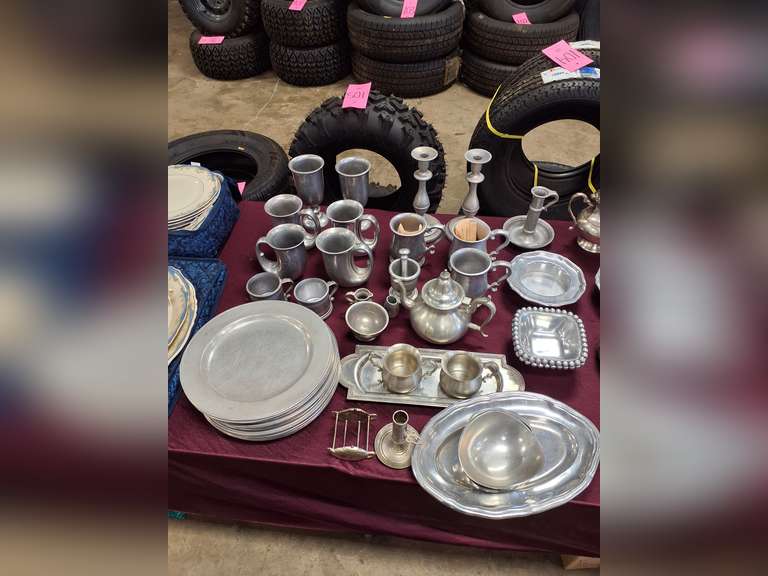 Group of Pewter dishes (believe to be mostly pewter, some pcs may not be) SEE PICS