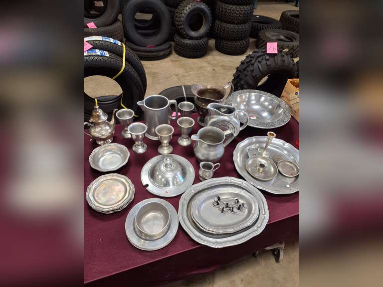 Group of Pewter dishes (believe to be mostly pewter, some pcs may not be) SEE PICS