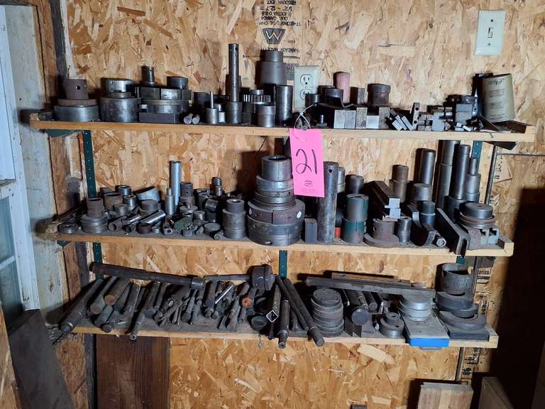 3 shelves of various machine tooling SEE PICS