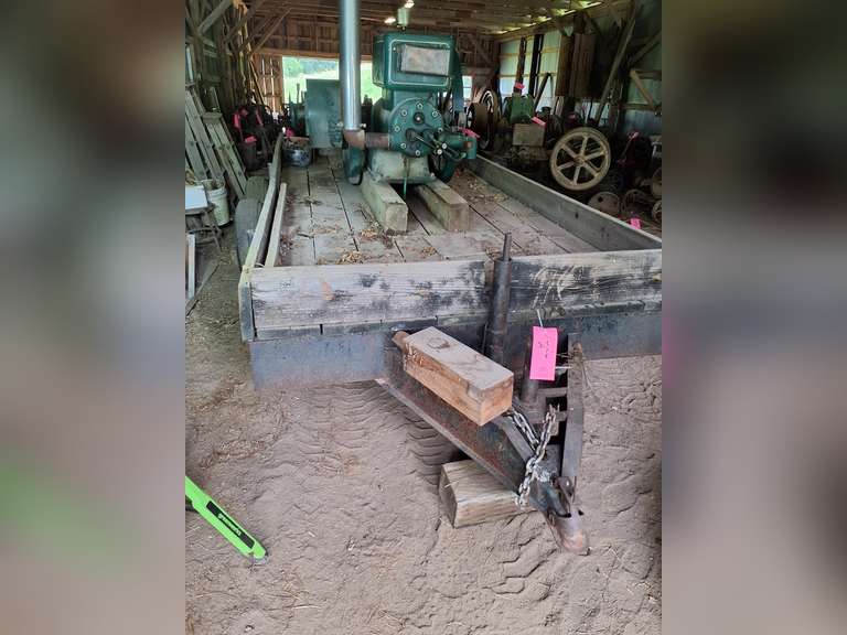 Homemade (NO TITLE) T.A. trailer approx 6.5ft x 16ft, house trailer axles, Made to haul hit/miss engines with belt pulley