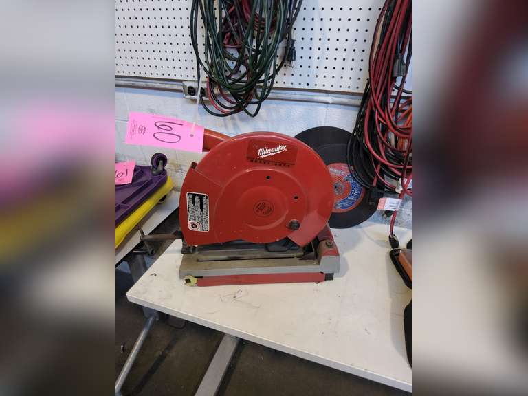Milwaukee 14" abrasive cut off machine, w/extra blades