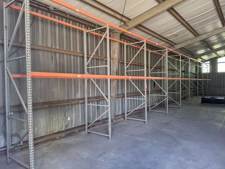 9 sections of pallet racking, 76.5'x42"x12'