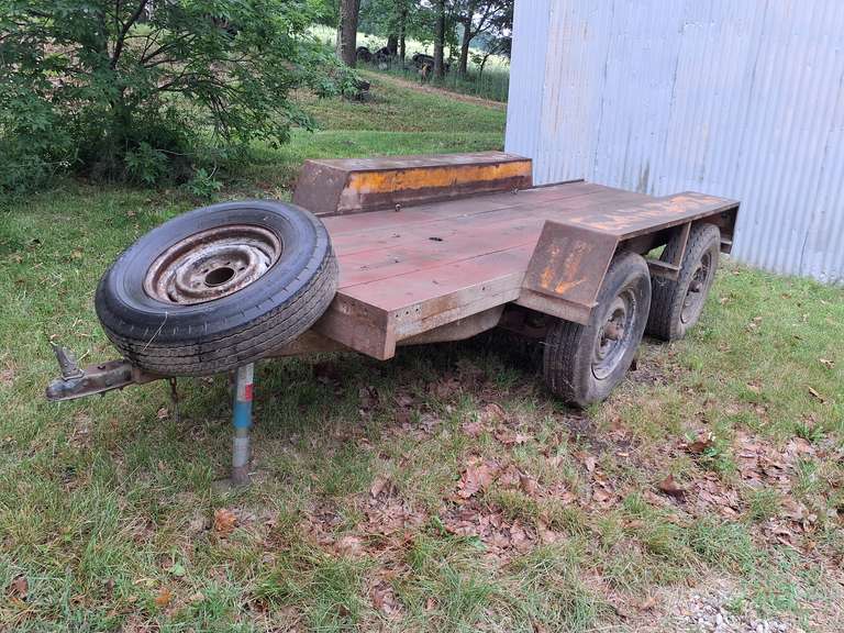 Homemade T.A. trailer approx 4ft x 12ft (NO TITLE) Made to Haul hit/miss motors, with spare tire