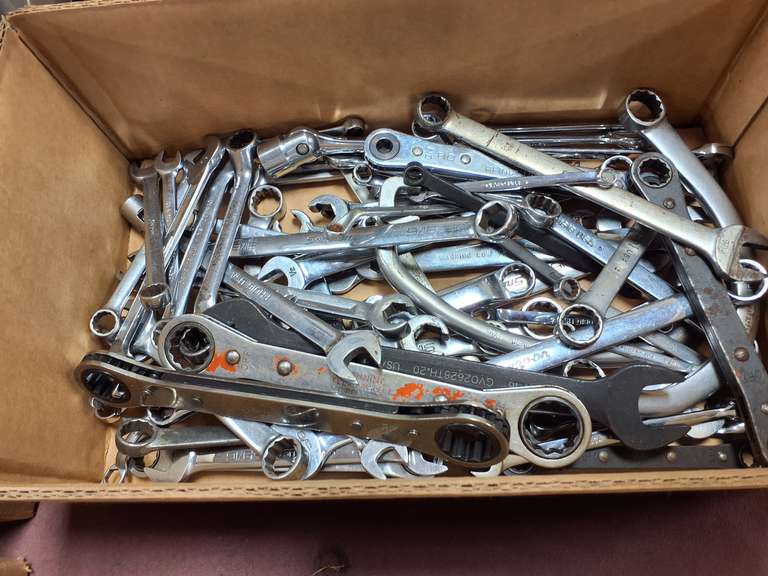 Box of misc wrenches (believe to be mostly if not all snap-on)