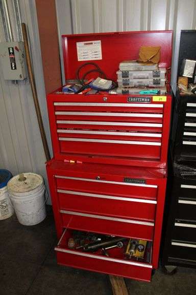 RED CRAFTSMAN TOOL BOX WITH CONTENTS