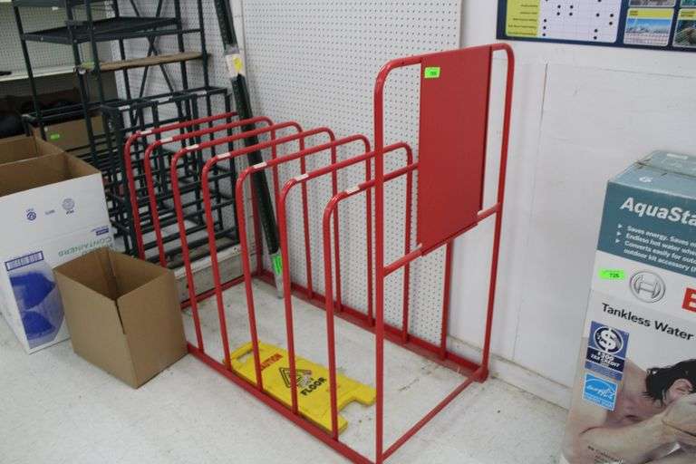 RED MATERIALS DISPLAY RACK - Lawler Auction Company