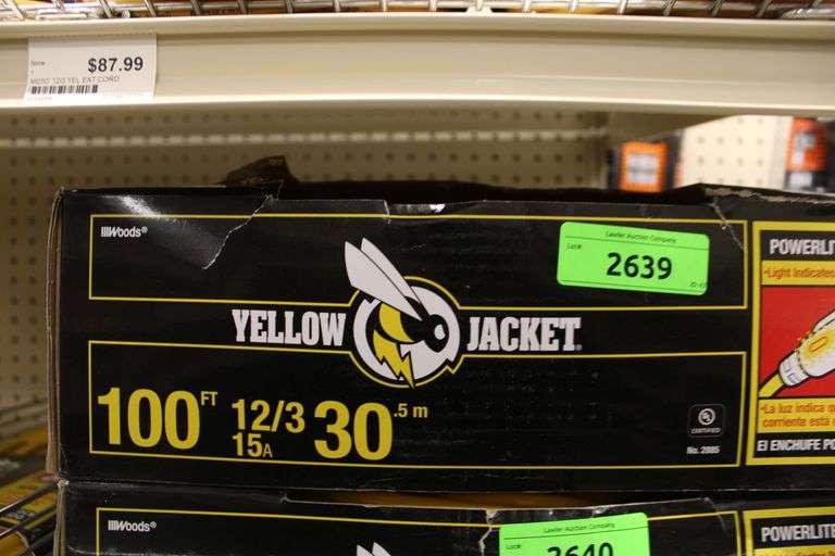 100' 12/3 YELLOW JACKET EXTENSION CORD Lawler Auction Company