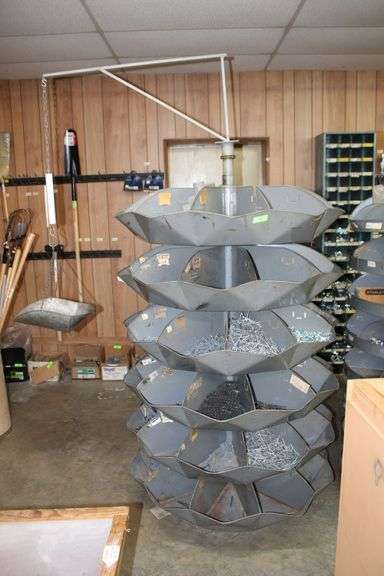 ROTATING NAIL BIN WITH SCALES AND INVENTORY IN THE BINS
