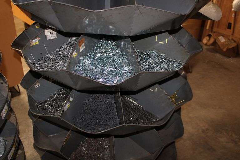 ROTATING NAIL BIN WITH SCALES AND INVENTORY IN THE BINS