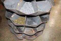 ROTATING NAIL BIN WITH SCALES AND INVENTORY IN THE BINS