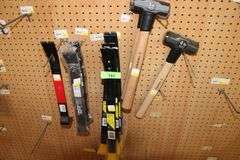 VARIOUS CROW BARS AND HAMMERS