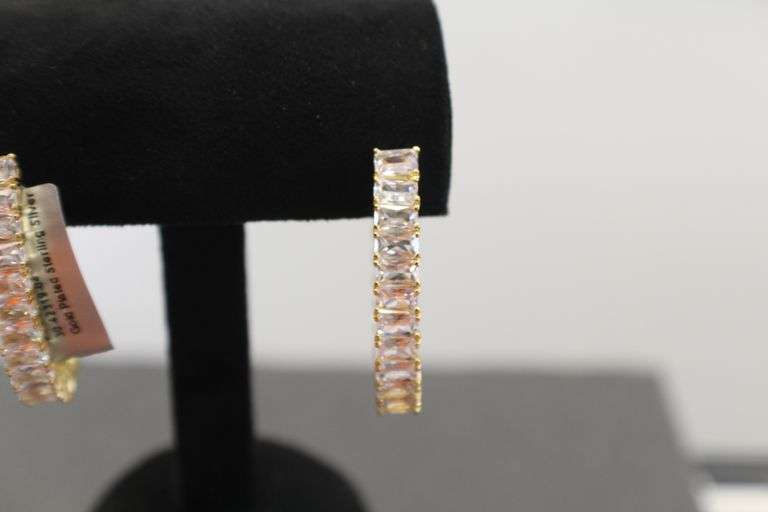 Gold Plated Sterling Silver Inside Out Cz Hoops