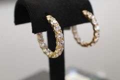 Gold Plated Sterling Silver Inside Out Cz Hoops