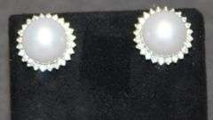 18K WHITE PEARL DIAMOND STUD EARRINGS