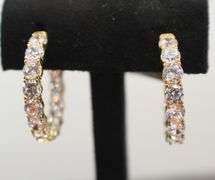 Gold Plated Sterling Silver Inside Out Cz Hoops