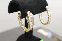 Gold Plated Sterling Silver Inside Out Cz Hoops