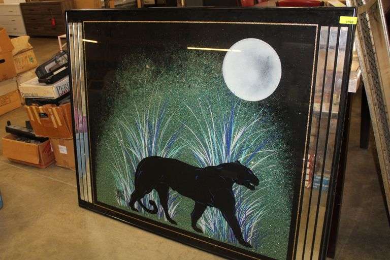 LARGE BLACK PANTHER MIRROR Lawler Auction Company