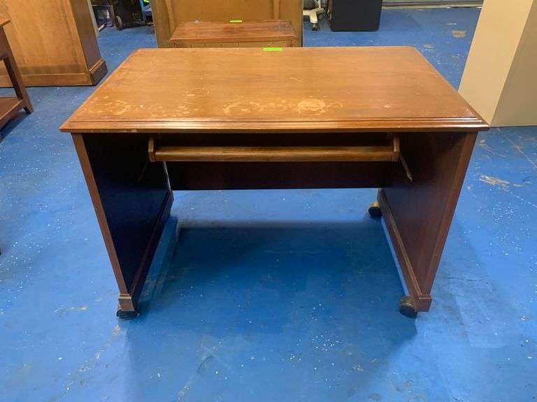 Rolling Wood Desk with Keyboard Shelf 41"x 26 1/2"