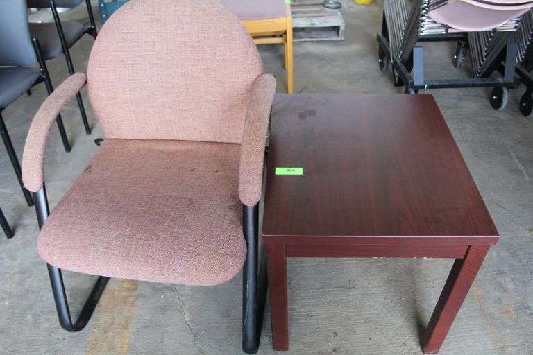 STRAIGHTBACK CHAIR AND END TABLE