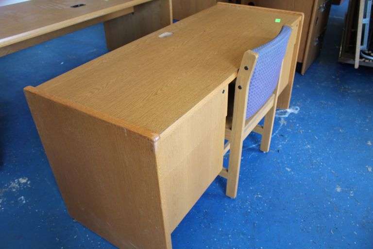 WOOD DESK 24" x 62" WITH CHAIRS
