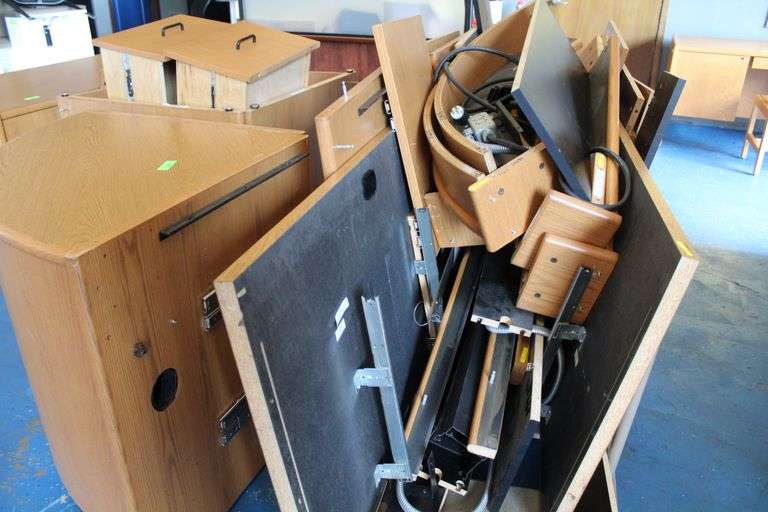 LARGE U-SHAPED WOOD COUNTER / DESK (LIBRARY DESK-DISASSEMBLED)