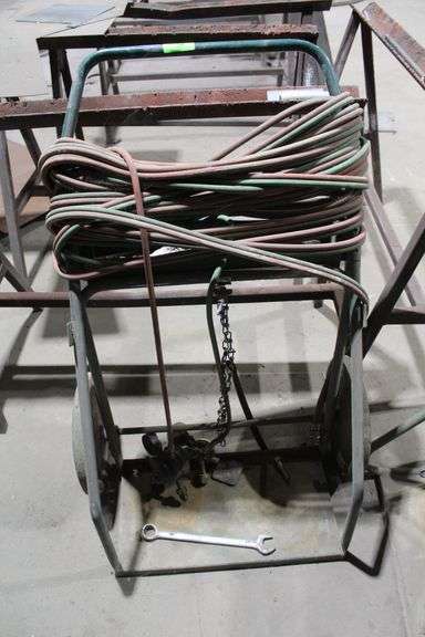 CUTTING TORCH CART WITH HOSES AND REGULATORS