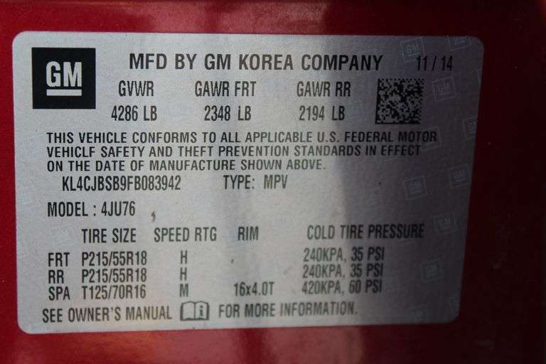 2015  BUICK  Encore  KL4CJBSB9FB083942  Mileage:   222984