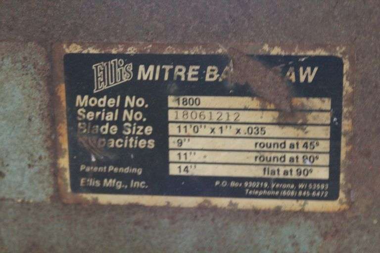 ELLIS MITRE BAND SAW, MODEL 1800