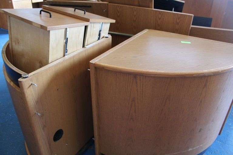 LARGE U-SHAPED WOOD COUNTER / DESK (LIBRARY DESK-DISASSEMBLED)