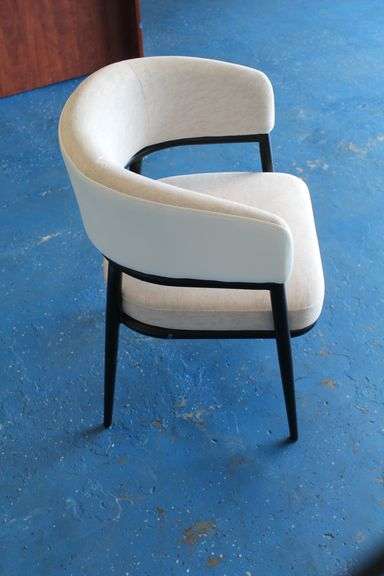 COMFY CURVED BACK CHAIR - IVORY SUEDE- LOBBY /GUEST CHAIR
