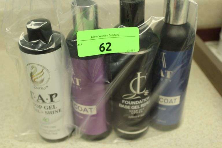 ASSORTED 8oz BOTTLES OF BASE AND TOP COATS -4 BOTTLES TOTAL