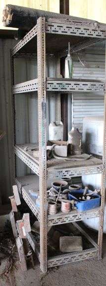 MISC RACK WITH CONTENTS (4' x 87" HIGH, 24 DEEP)