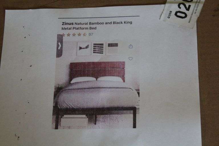 ZINUS NATURAL BAMBOO AND BLACK KING METAL PLATFROM BED