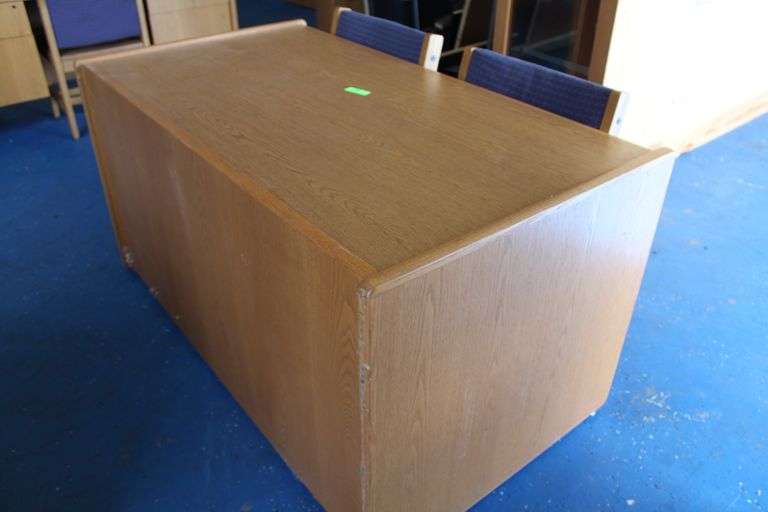 WOOD DESK 30" x56" WITH TWO CHAIRS