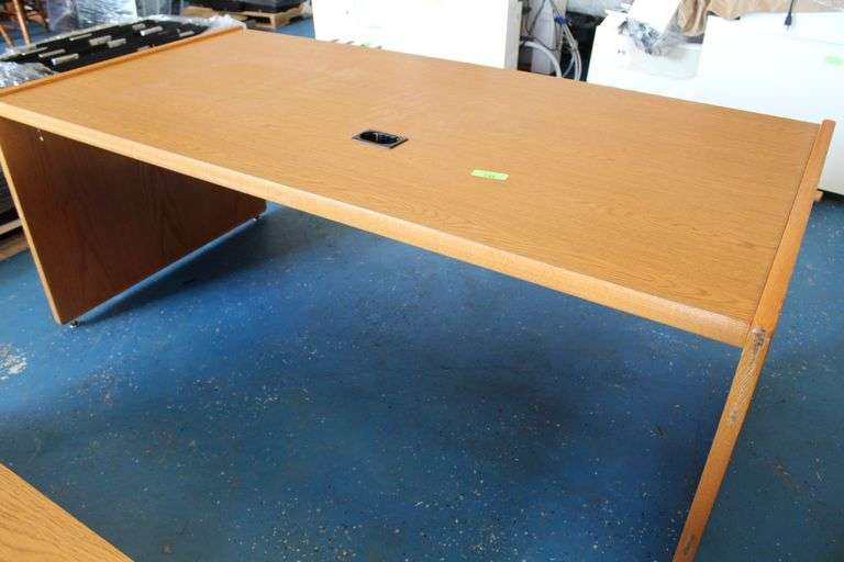 WOOD TABLE / DESK 36" x 74 1/2" w/ CABLE HOLES