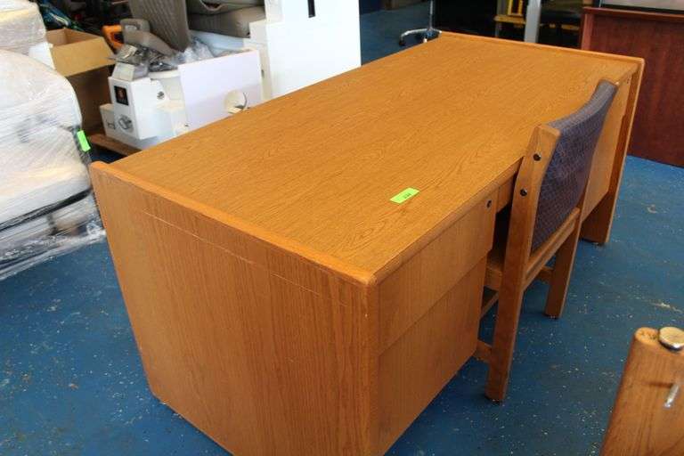 WOOD DESK 30 " x 62 1/2" WITH CHAIR