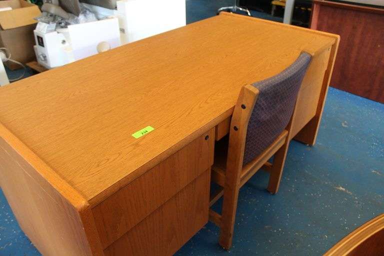 WOOD DESK 30 " x 62 1/2" WITH CHAIR