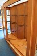 LARGE WOOD DISPLAY CABINET (GLASS SHELVES, AND HAS BRACKETS, OPEN*NO OUTER GLASS IN MIDDLE)