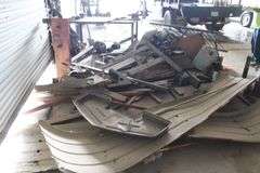METAL TABLE WITH VISE AND SCRAP METAL (TABLE 5'6"x2'9")